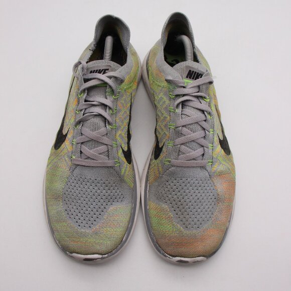 Nike Free 4.0 Flyknit Men's Size 12 Running Sneaker Grey Black Volt 717075-003 - Picture 2 of 11